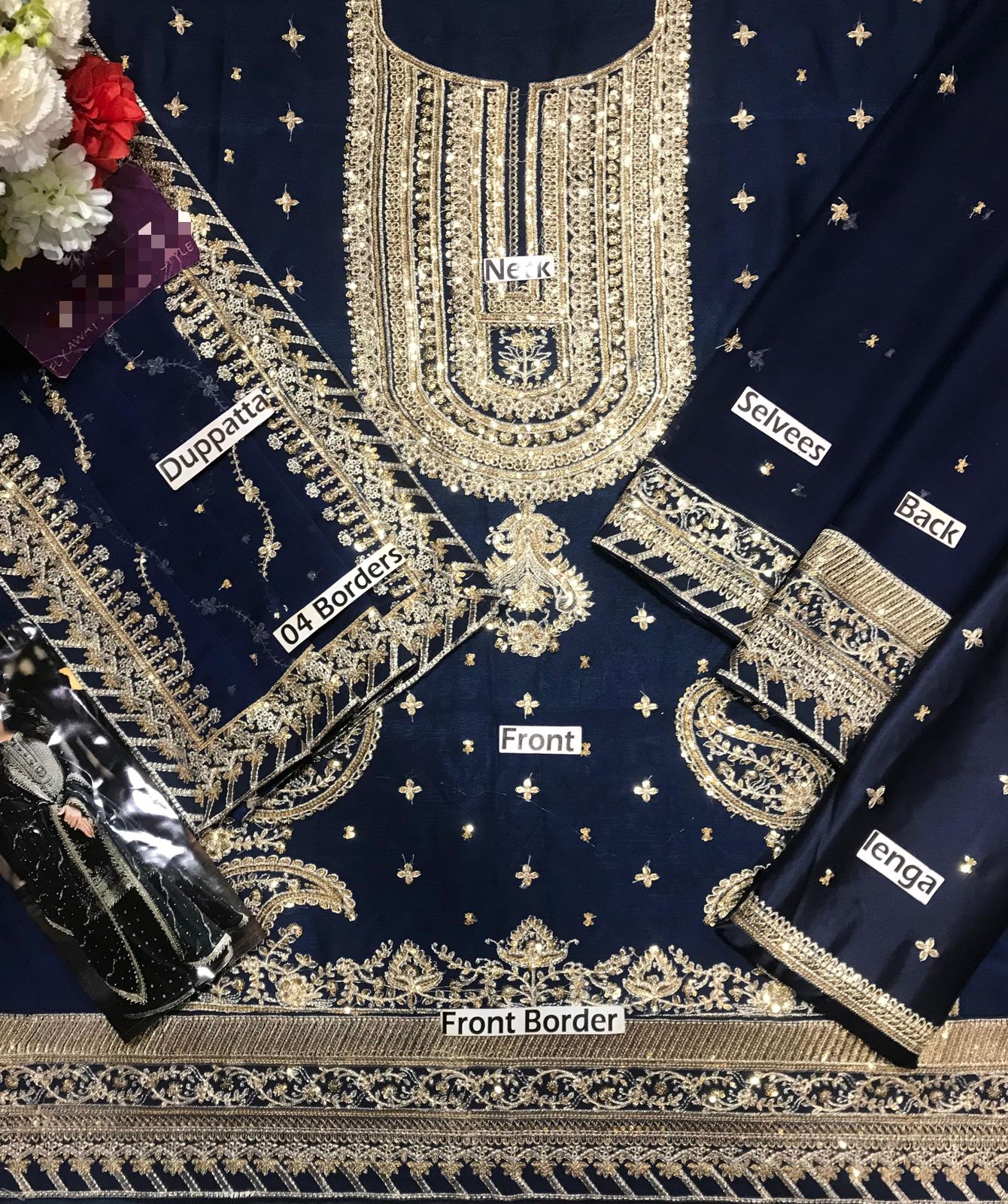 Chiffon Embroidered Unstitched (1) Chiffon Embroidered Dress