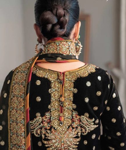 Neck Embroidery - Luxury Velvet Dress