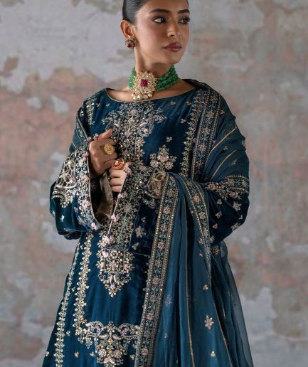 Embroidered Velvet Dress Luxury Design - Emaan Adeel
